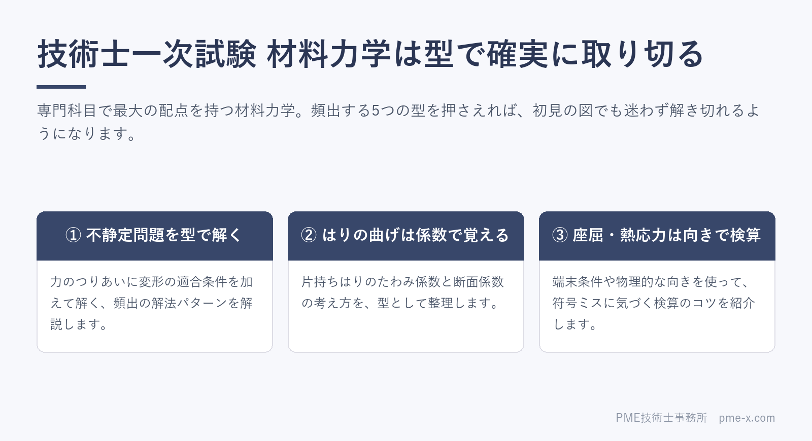 【機械部門】専門科目の分野別攻略｜材料力学で確実に取り切る