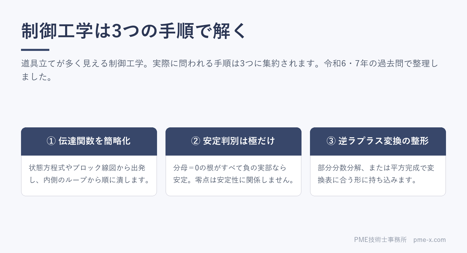 【機械部門】専門科目の分野別攻略｜制御工学は3つの手順で解く